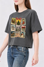 Merry christmas stamps crop top