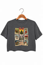 Merry christmas stamps crop top
