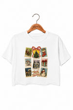 Merry christmas stamps crop top