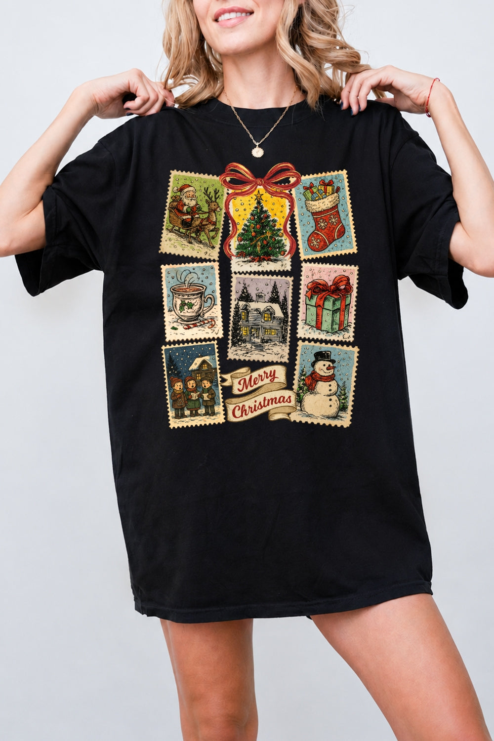 Merry christmas stamps tee