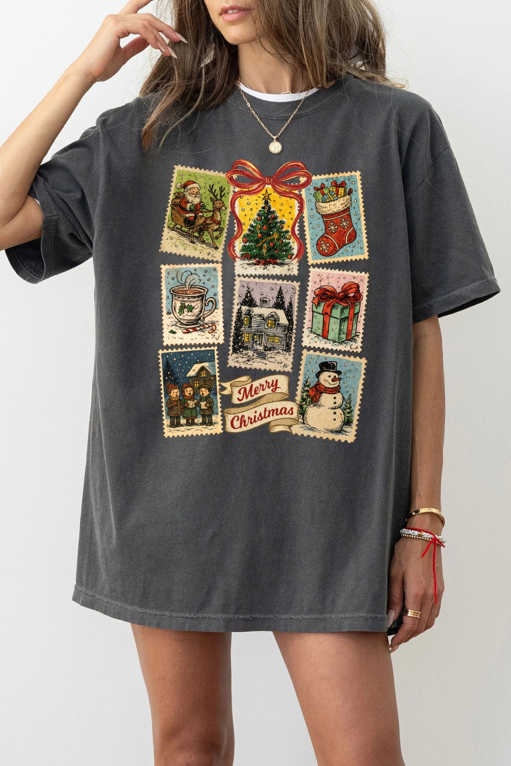 Merry christmas stamps tee