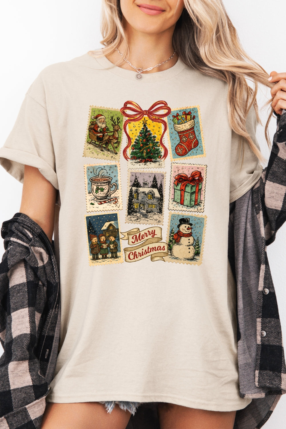 Merry christmas stamps tee