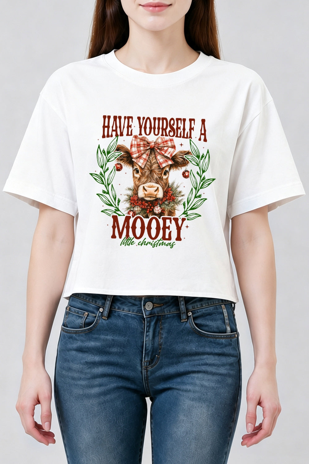 Mooey christmas cow crop top
