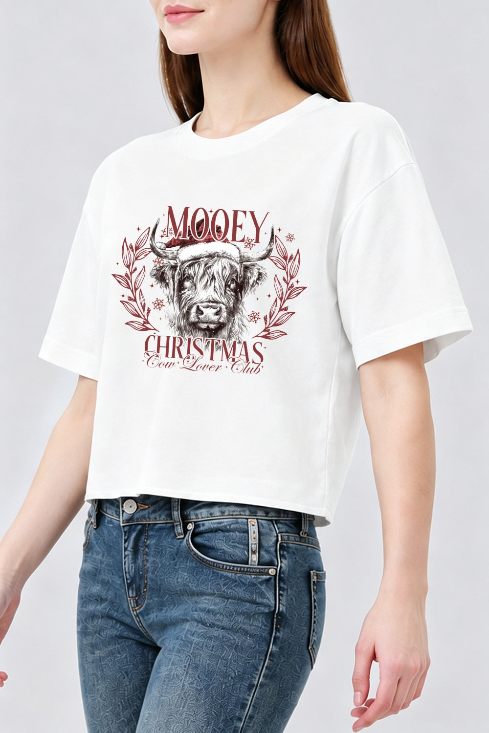 Mooey christmas cow lover club crop top