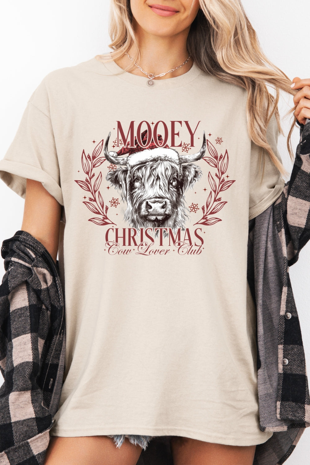 Mooey christmas cow lover club tee