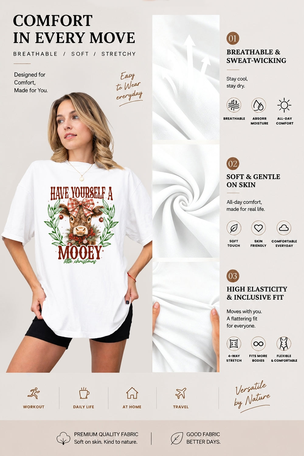 Mooey christmas cow tee