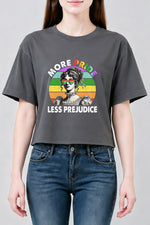 More pride less prejudice rainbow crop top