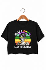 More pride less prejudice rainbow crop top