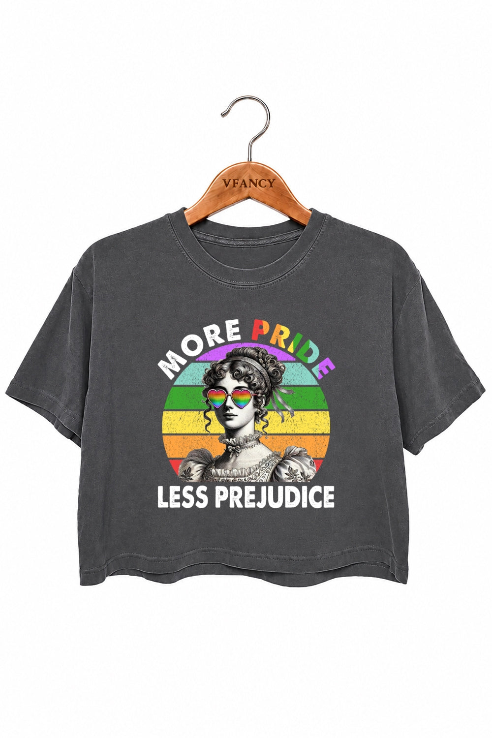 More pride less prejudice rainbow crop top