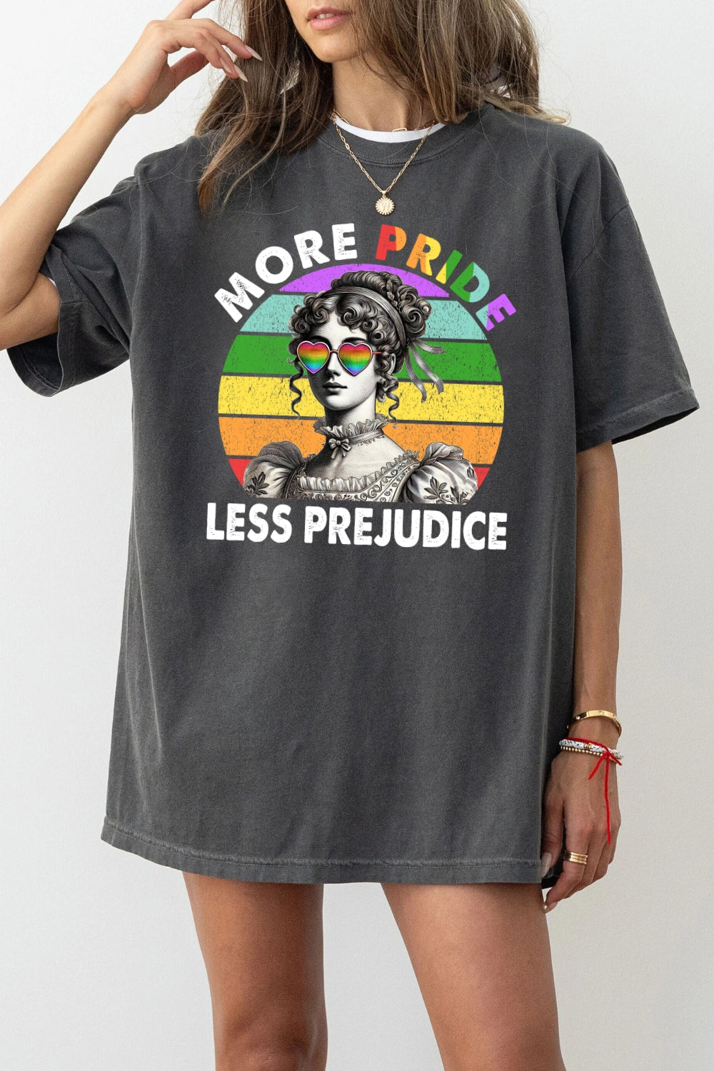 More pride less prejudice rainbow tee