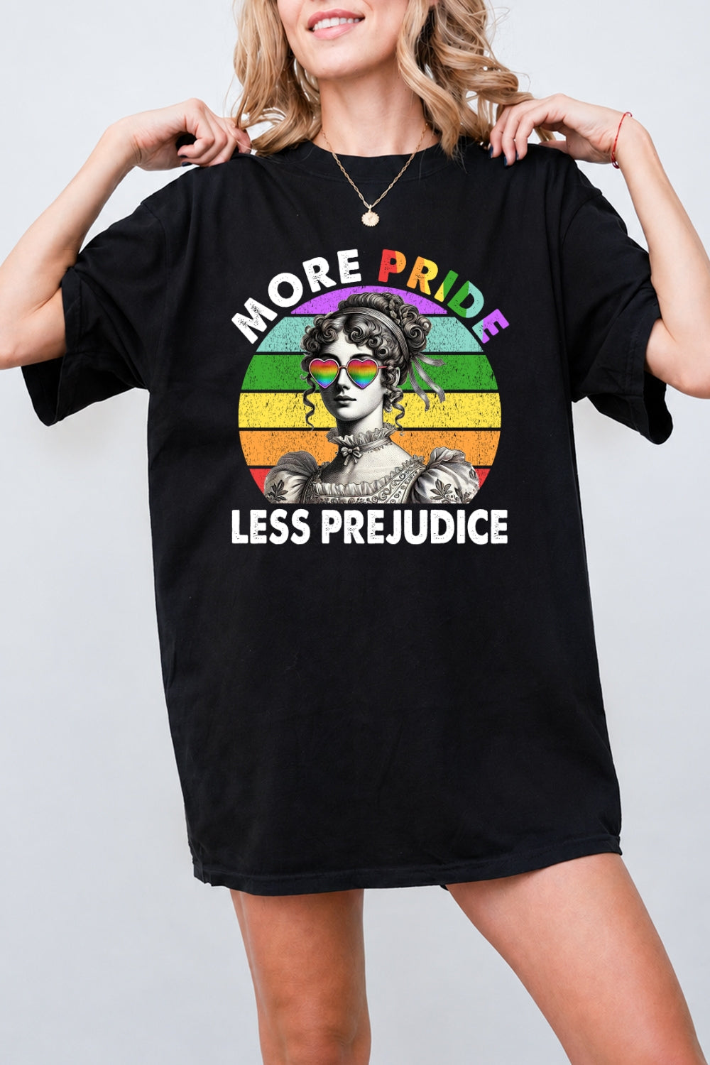 More pride less prejudice rainbow tee