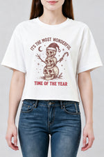 Most wonderful time christmas skull crop top