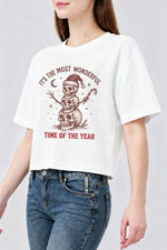 Most wonderful time christmas skull crop top