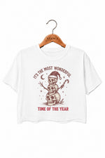 Most wonderful time christmas skull crop top