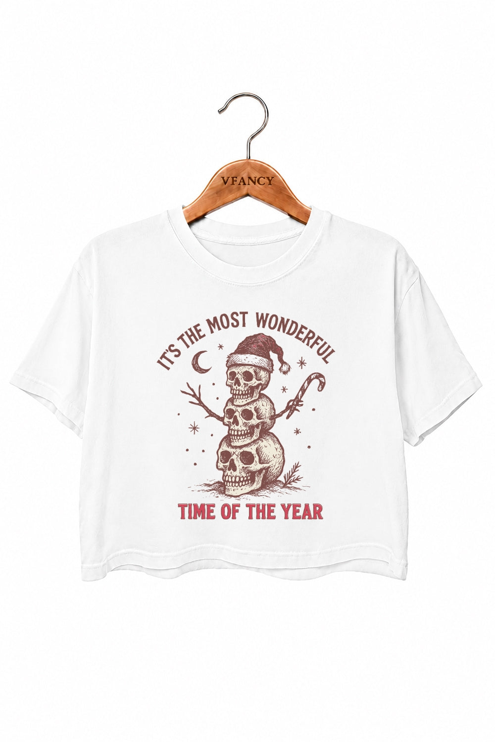 Most wonderful time christmas skull crop top