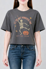 Most wonderful time skull crop top