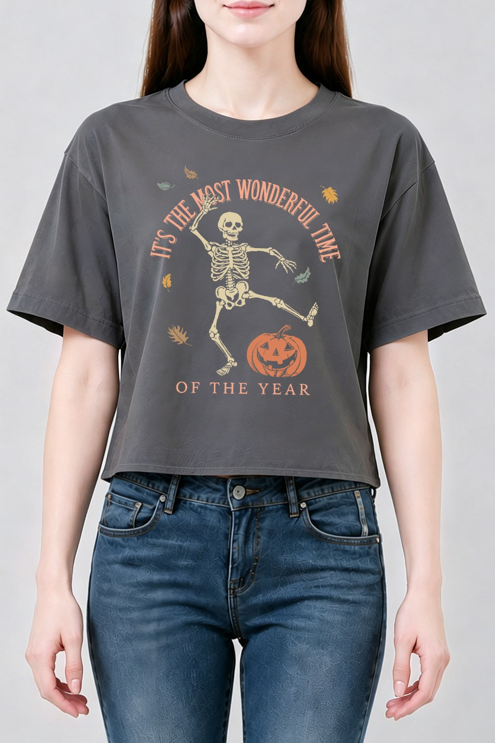 Most wonderful time skull crop top