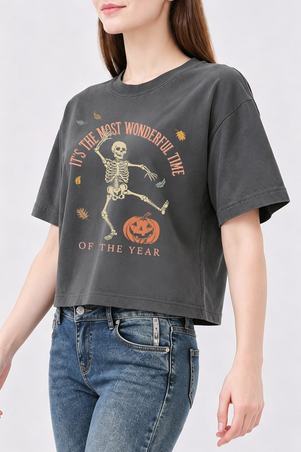Most wonderful time skull crop top