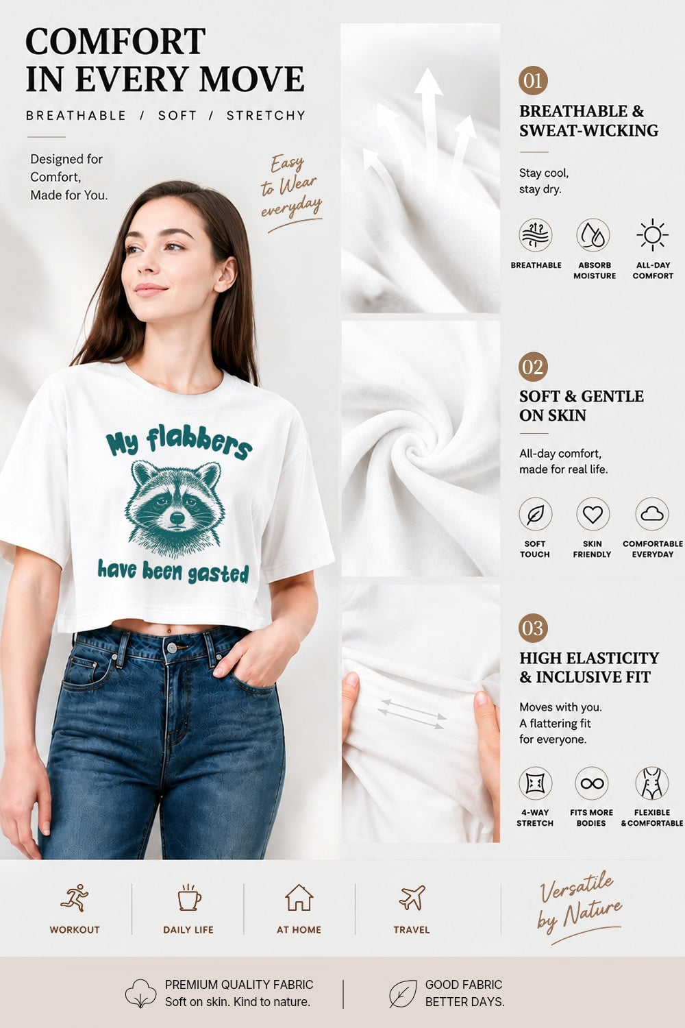 My flabbers have been gasted raccoon crop top