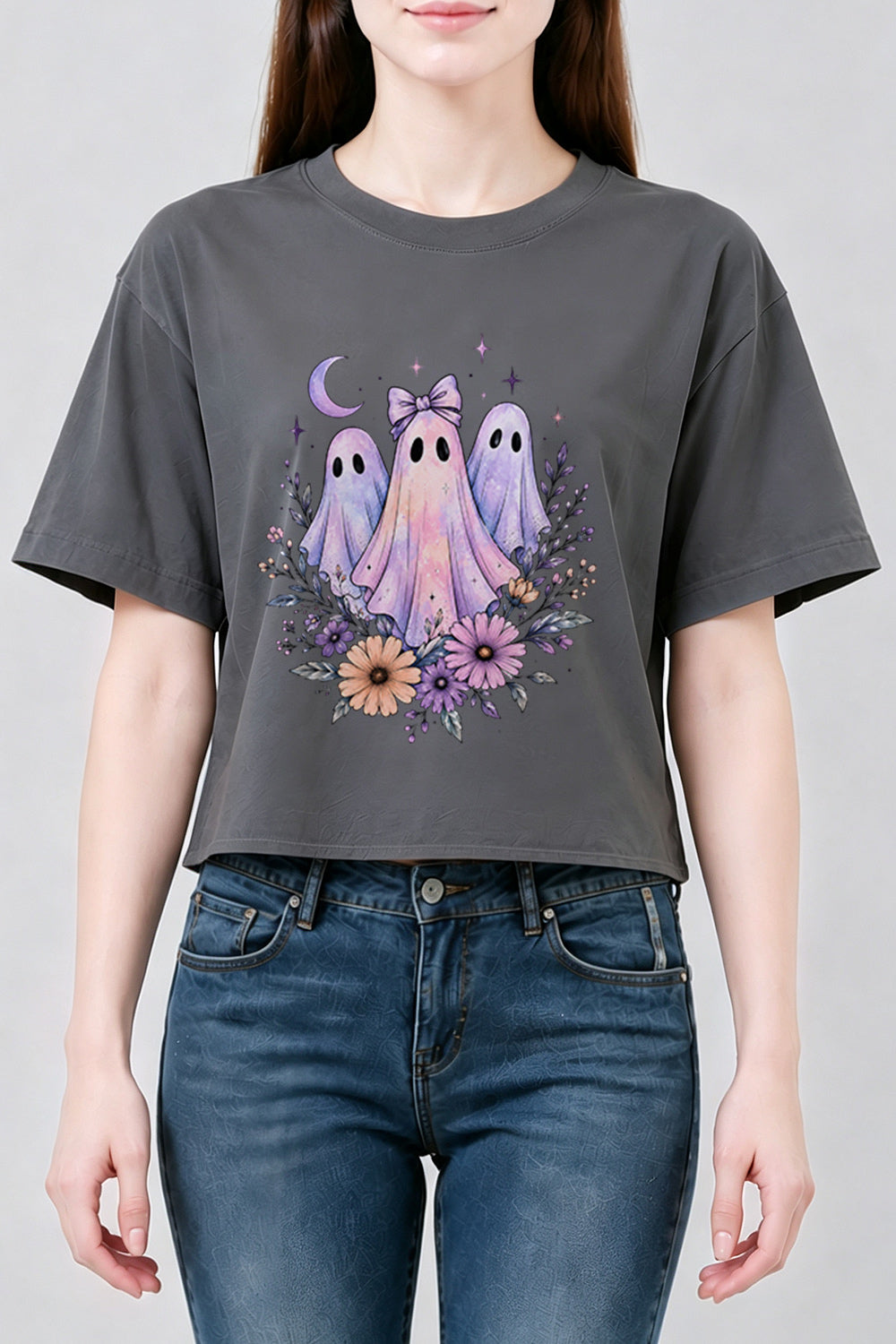 Neon ghost floral crop top