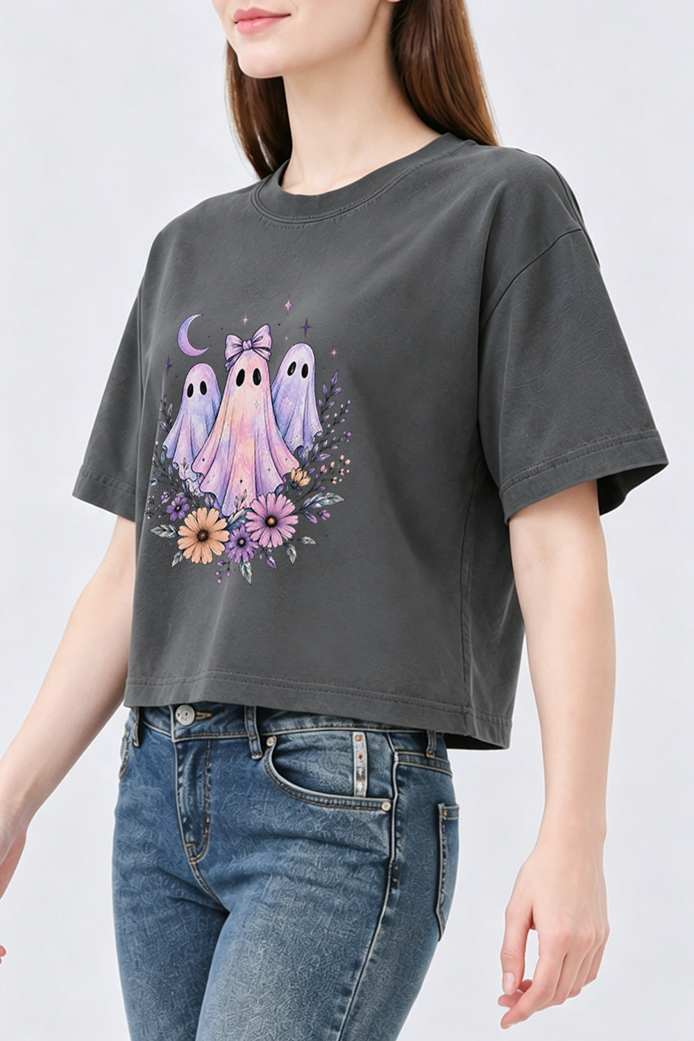 Neon ghost floral crop top
