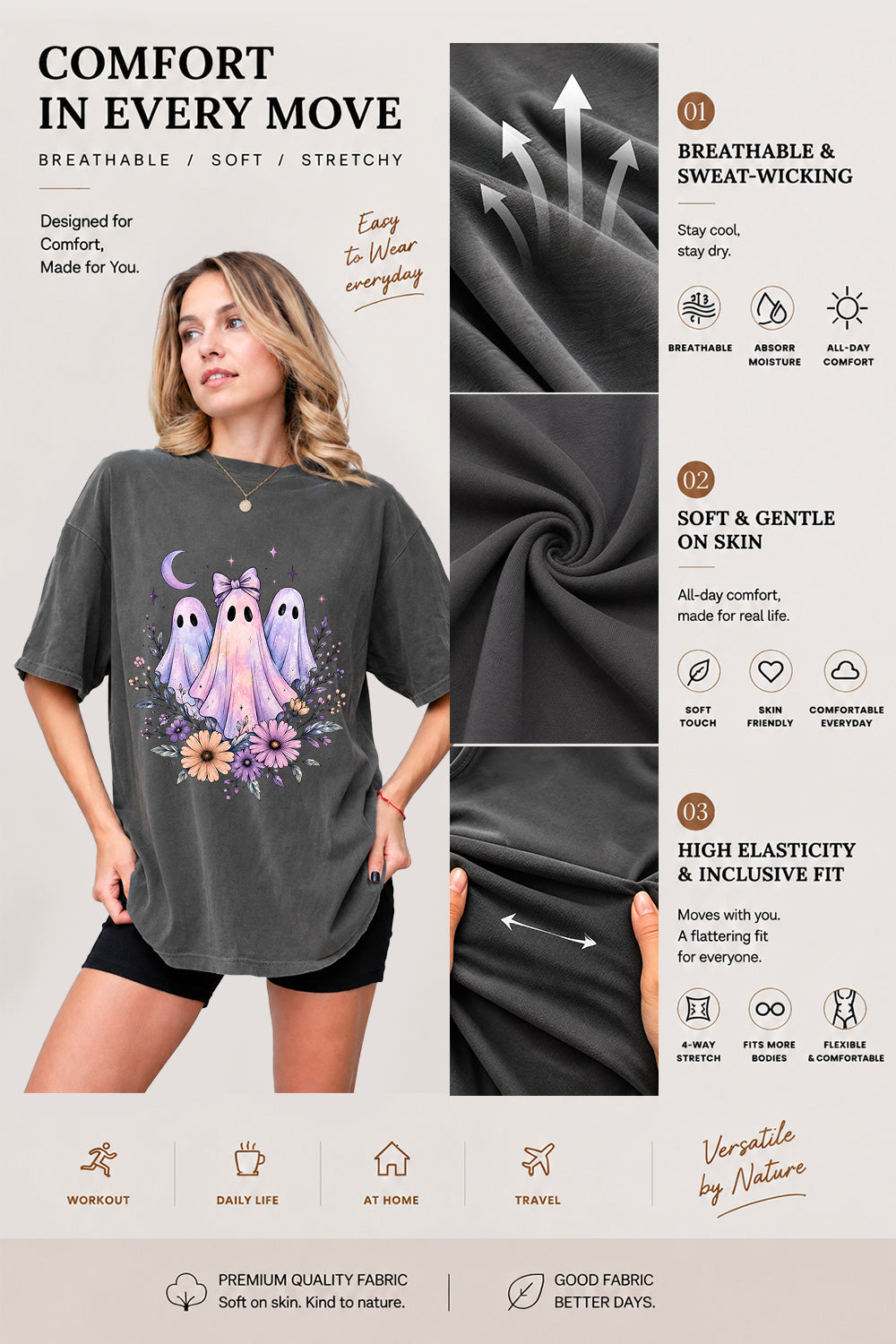 Neon ghost floral tee