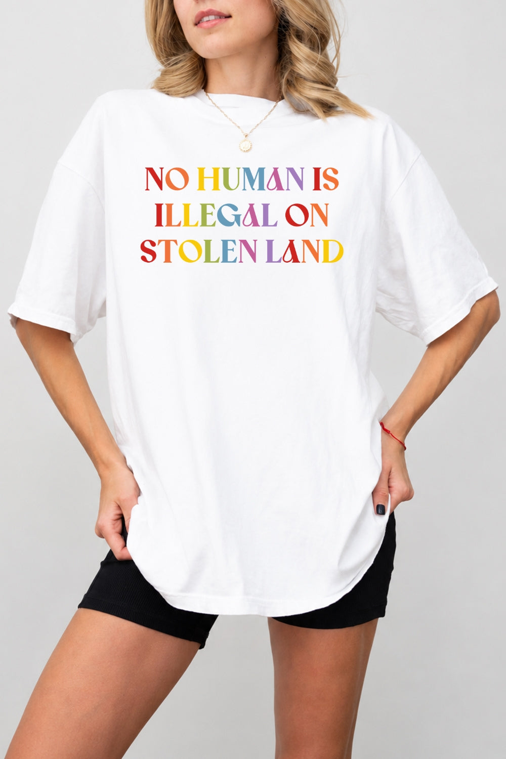 No human is illegal on stolen land tee
