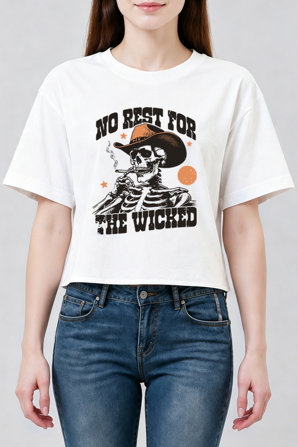 No rest for the wicked skull crop top