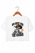 No rest for the wicked skull crop top