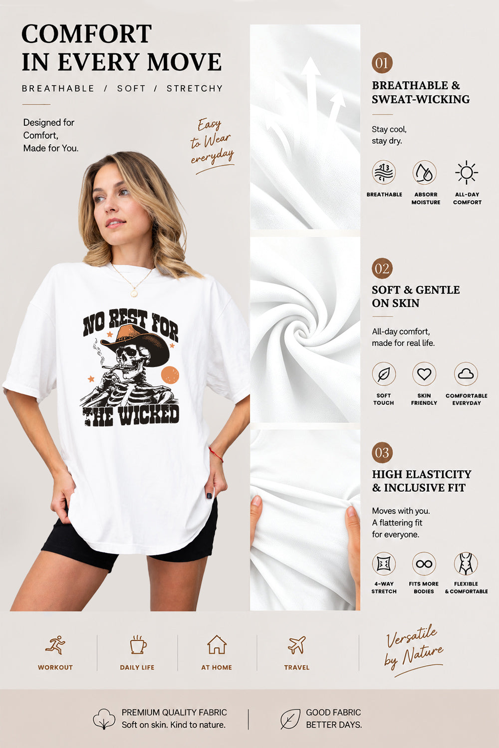 No rest for the wicked skull tee