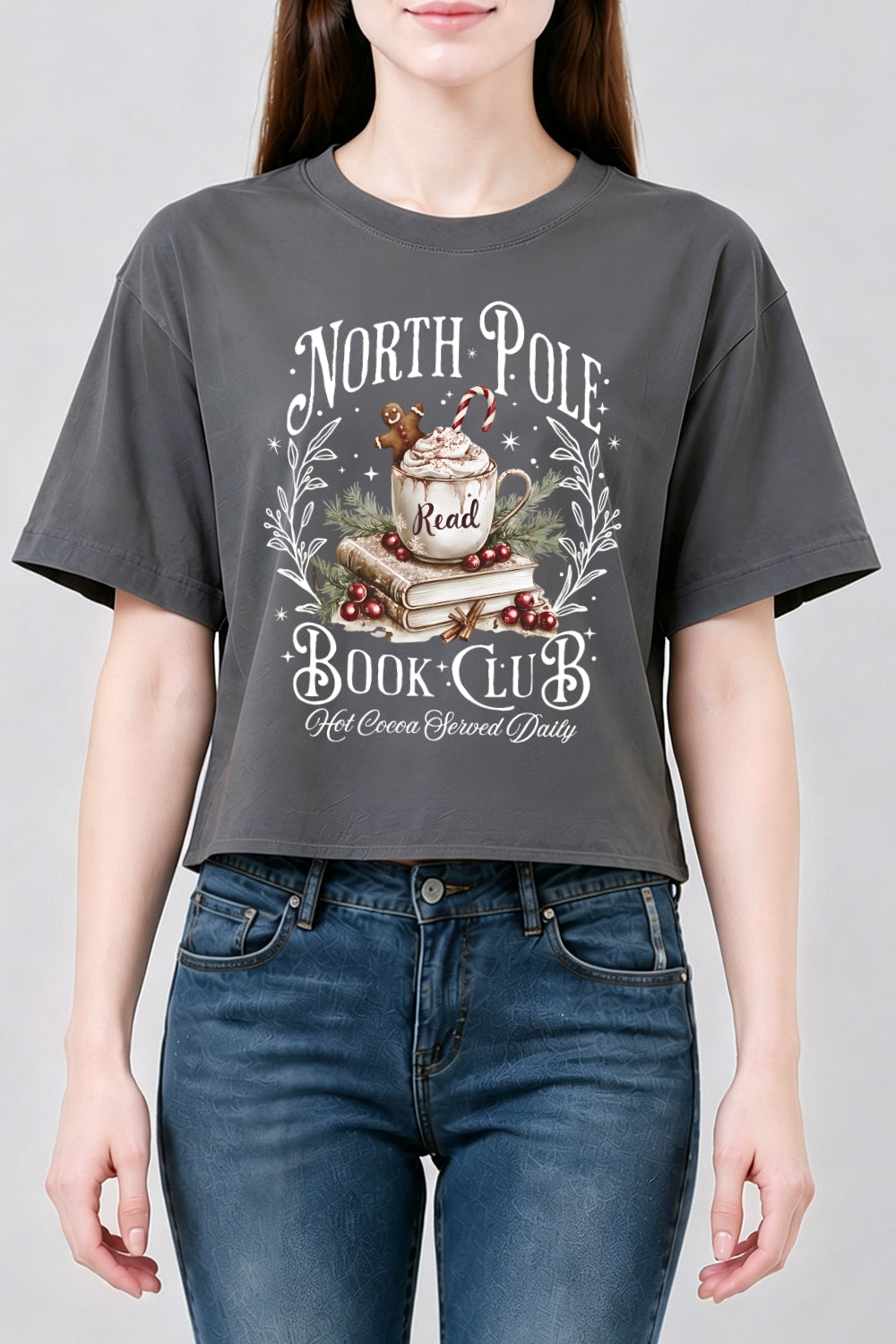 North pole book club crop top