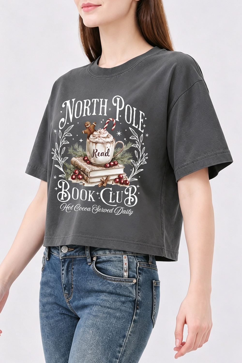 North pole book club crop top