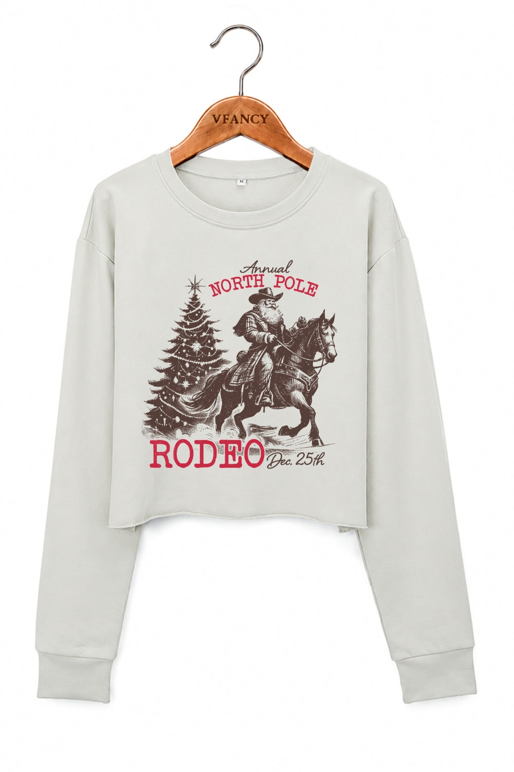 North pole rodeo christmas crop sweatshirt