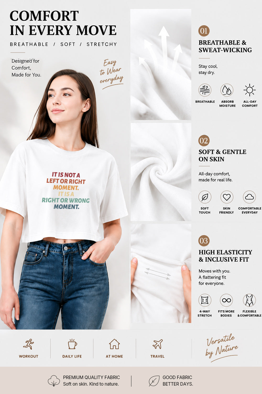 Not a left or right moment crop top