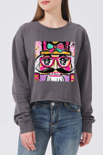 Oil painting style nutcracker christmas crop sweatshirt