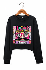 Oil painting style nutcracker christmas crop sweatshirt