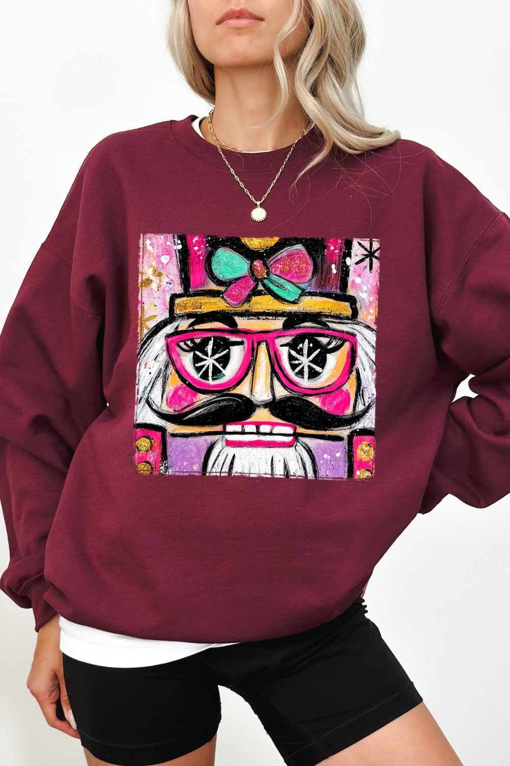 Oil painting style nutcracker christmas sweatshirt