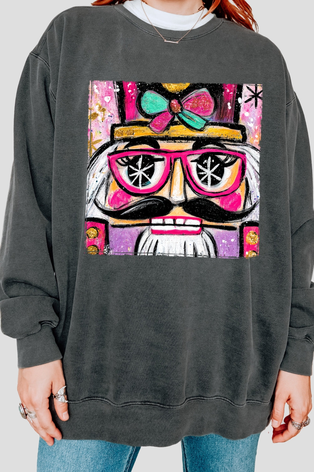 Oil painting style nutcracker christmas sweatshirt