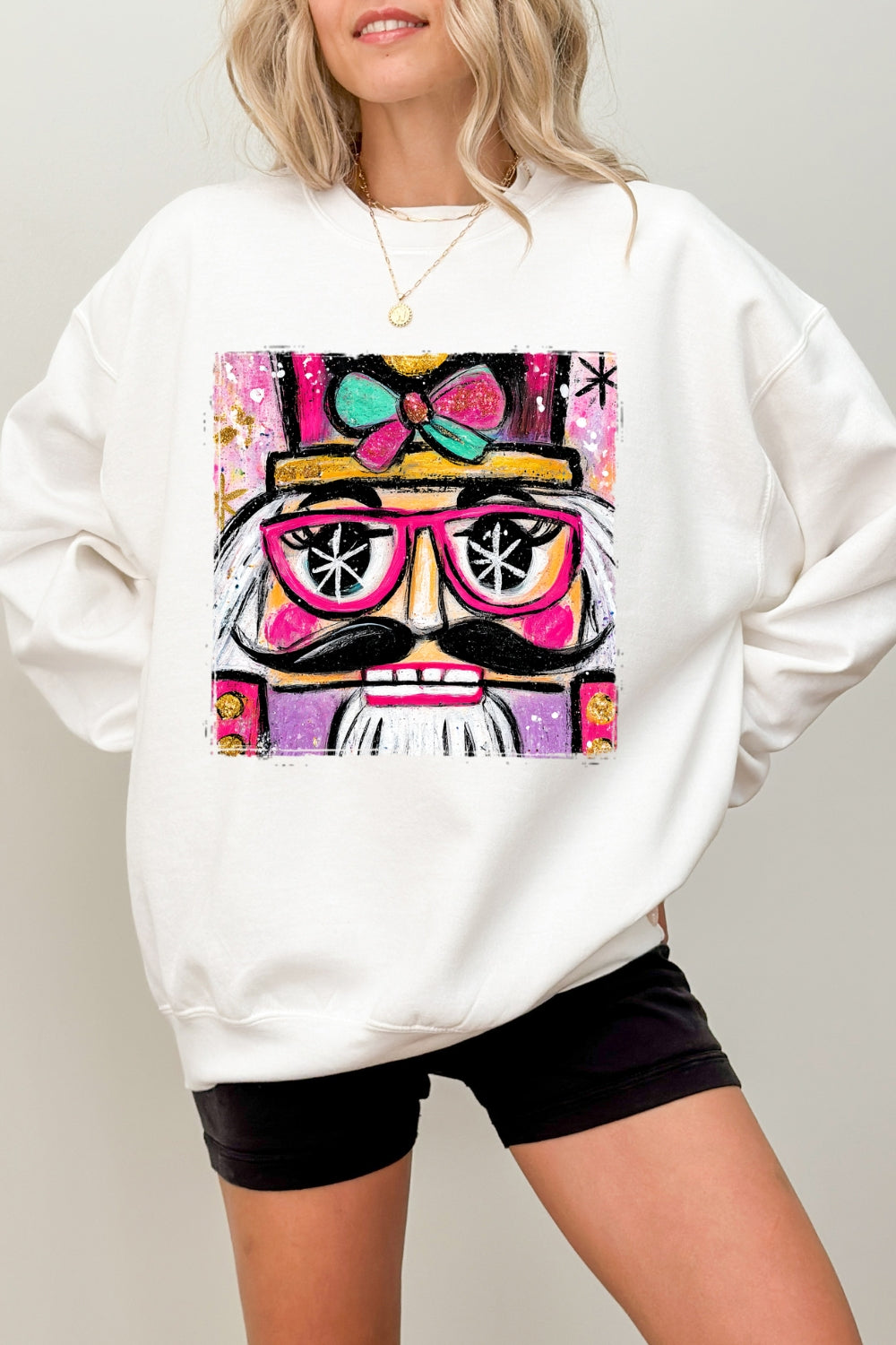 Oil painting style nutcracker christmas sweatshirt