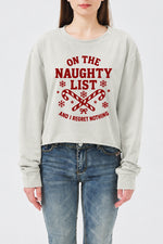 On the naughty list christmas crop sweatshirt