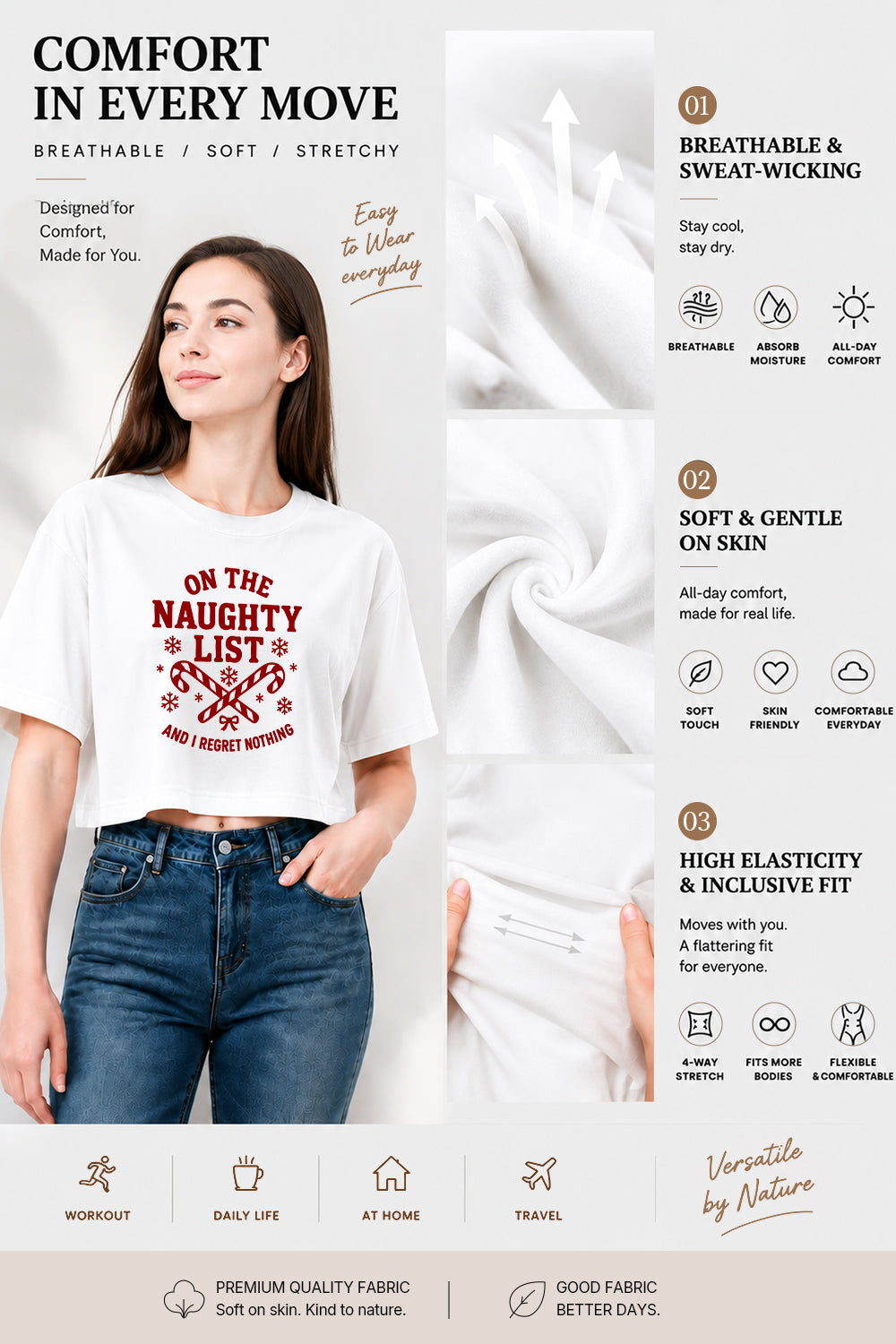 On the naughty list christmas crop top