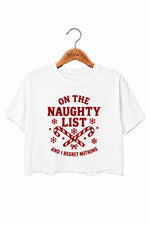 On the naughty list christmas crop top