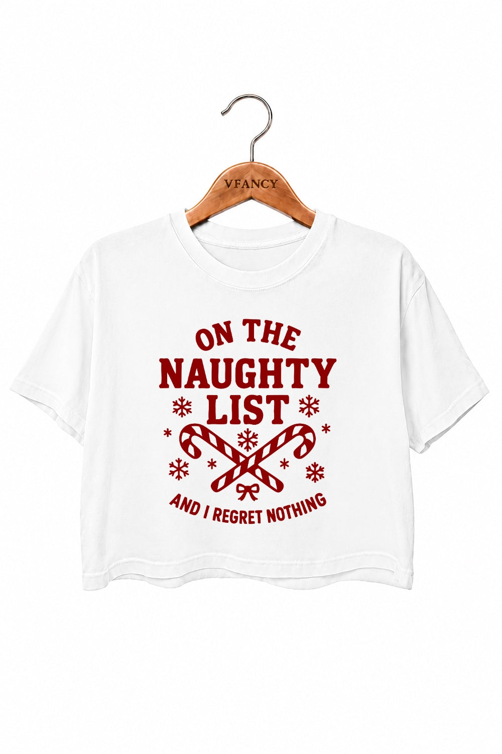 On the naughty list christmas crop top
