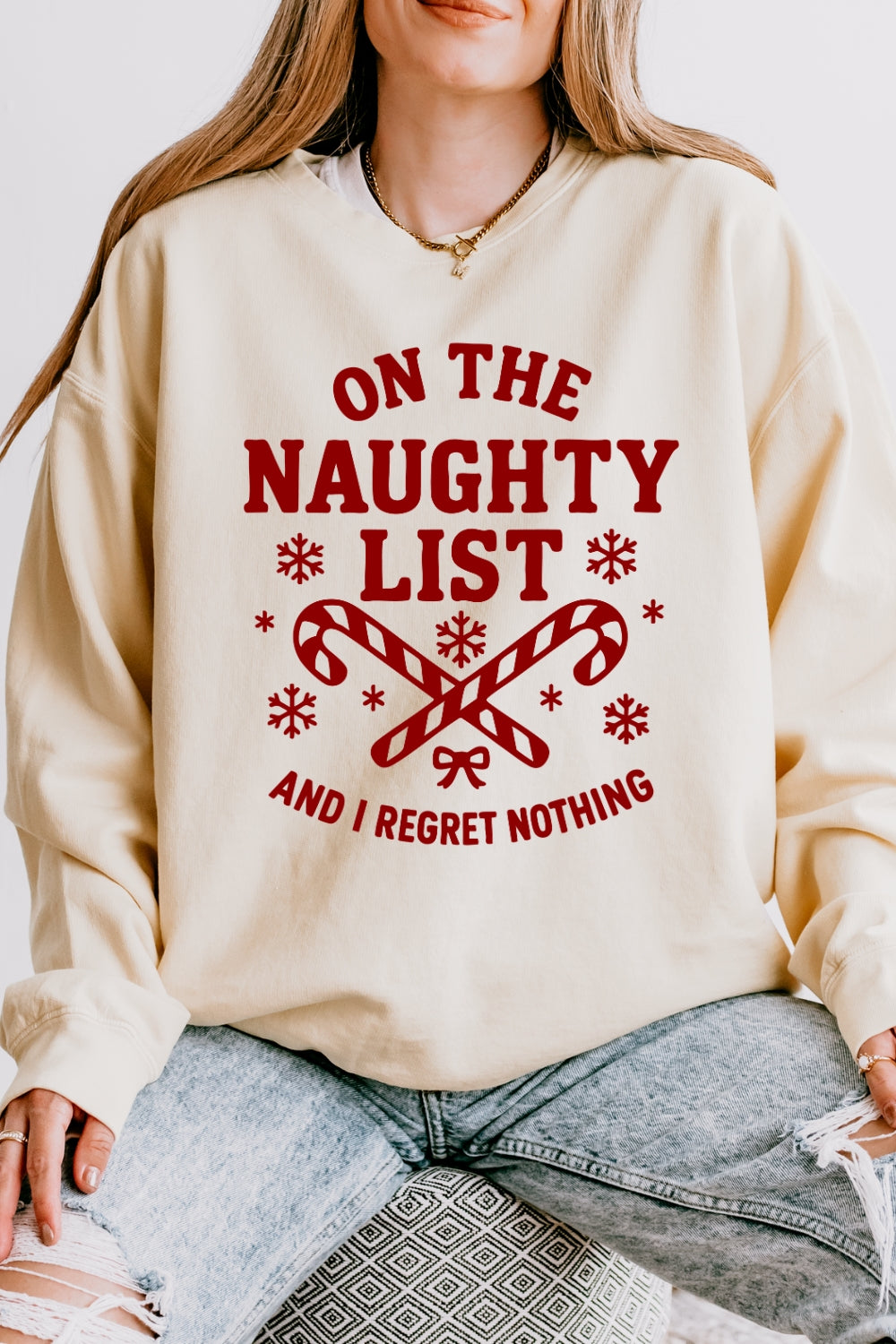 On the naughty list christmas sweatshirt