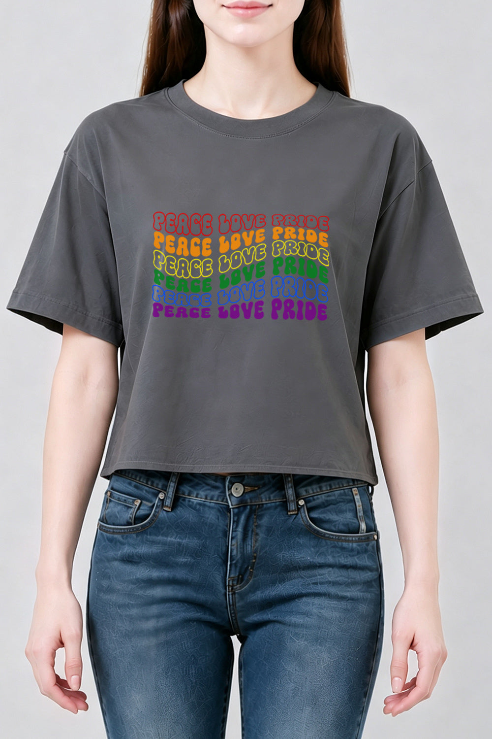 Peace love pride crop top