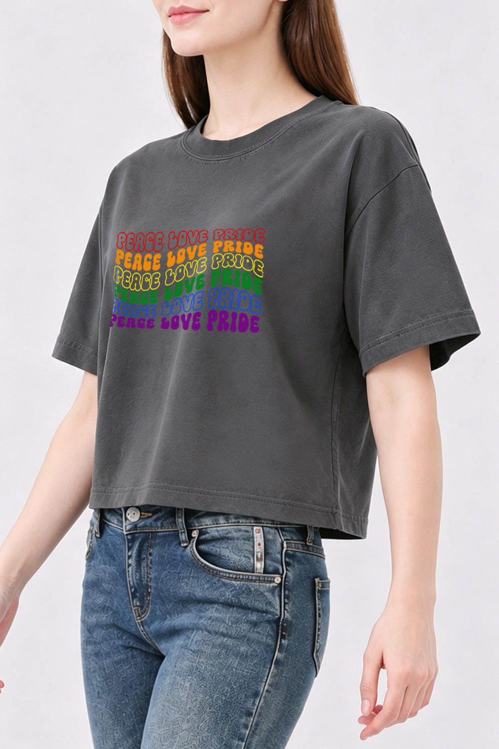 Peace love pride crop top