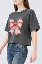 Pink ghost bow crop top