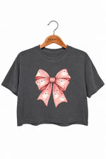 Pink ghost bow crop top