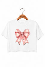 Pink ghost bow crop top