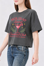 Pink holiday cocktail club crop top